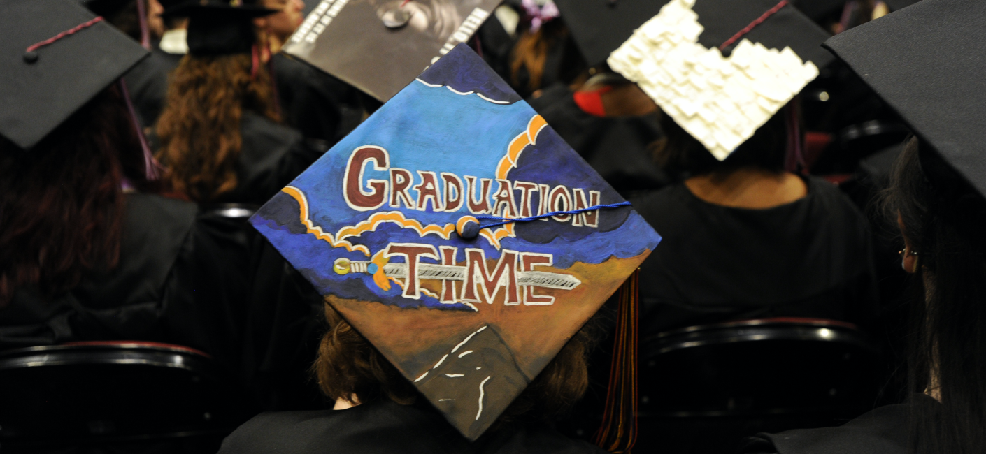 Decorated cap with “Graduation Time”