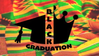a graduation cap merged with a crown and the words Black Graduation
