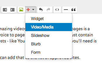 Use this button to add video to your page.