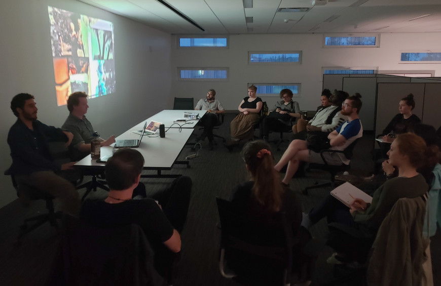 Sam Liebert (MFA Media Arts) and Zachary James Ritter (MA Music) are presenting their work at Thursday School.