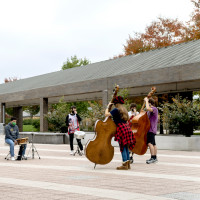 Jazz students play socially distanced outdoors on campus