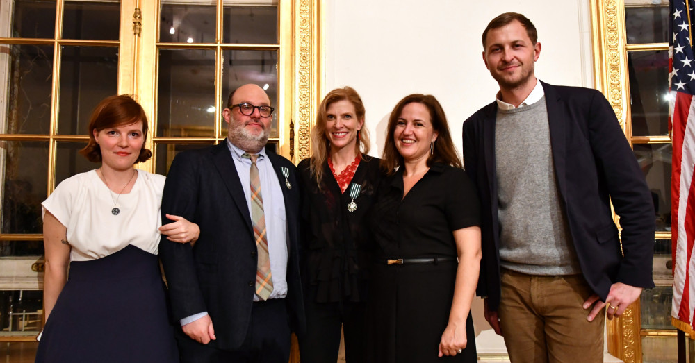 Anne Kern poses with others at Awards Ceremony for Chevalier of the Order of Arts and Letters