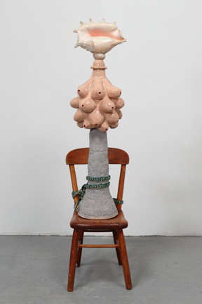 Nancy Bowen, Artemis' Dilemma, 2016, ceramic, shell, chair and mixed media