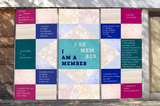 <p><em>I Remember</em>, poem by Judith Sloan, design by Danielle Foti, Art in Vacant Spaces 2016 installation</p>