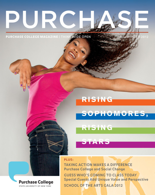 Raven Barkley ’15 on the cover of the Fall 2012 issue of PURCHASE Magazine