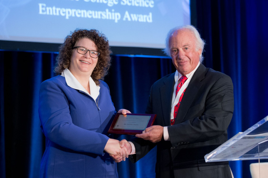 Judith Dunn accepts the 2017 Purchase College Science Entrepreneurship Award at the Health Tech C...