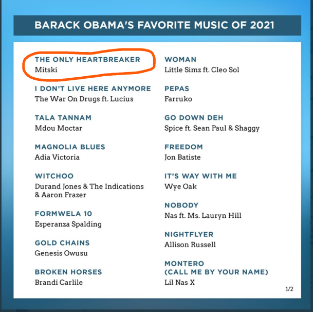 Barack Obama's Playlist for 2021