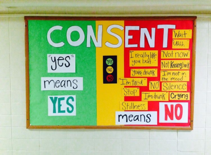Resident Assistant Bulletin board educating students on consent