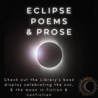 A solar eclipse in black and white with Eclipse Poems & Prose written above