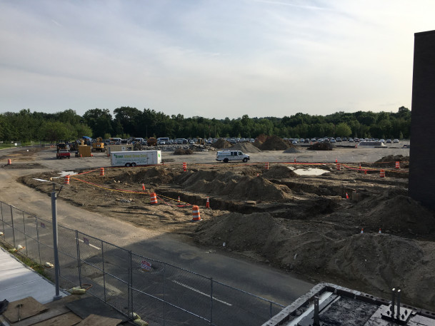 View of the West 1 parking lot beginning construction