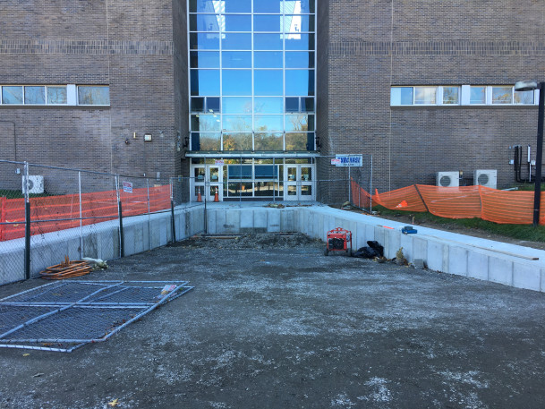 View of the Gym loading dock under construction.