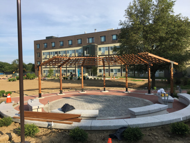 View of new pergola under construction