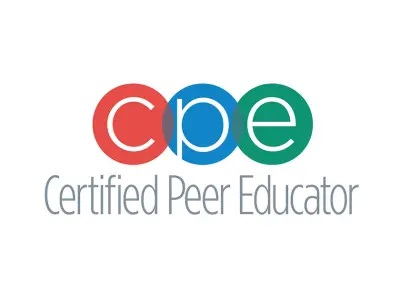 Certifeid Peer Educator logo with letters CPE