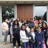 A group of students pose for a photo at the International Day of The Girl Event 2019