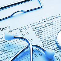Stethoscope on medical chart