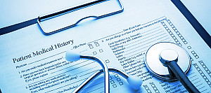 Stethoscope on medical chart