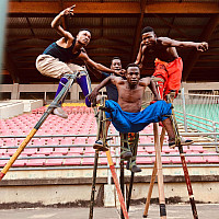 Stilt walkers in Benin