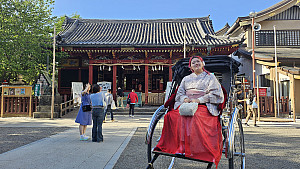 A student riding rickshaw in Japan