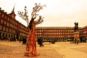 Tree man in Plaza Mayor, Spain
