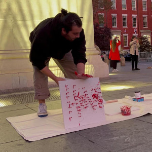 Frankie Bademci '23, hear no evil, see no evil (2022),public performance, Washington Square Park,...