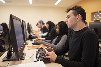 Students working on computers