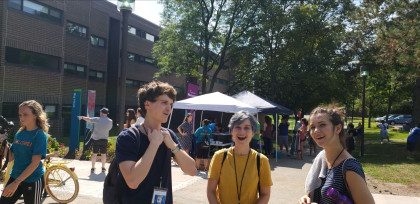 Students laughing during International Student Orientation