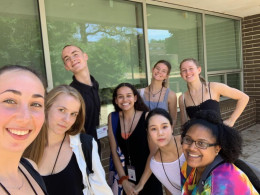 Group of students in front of campus building