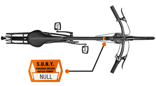 Place bicycle registration decal on top tube (crossbar).