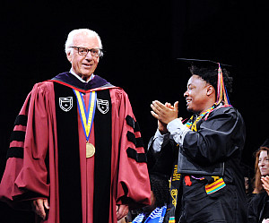 President Schwarz at Commencement at the Westchester Civic Center, White Plains, N.Y., Friday, May 18, 2018.