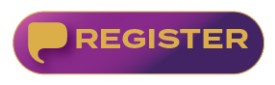 Purple button with 	 A purple and gold button with the word REGISTER in bold capital letters and a Purchase bubble icon on the left side.