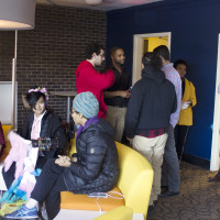 Students and staff gather in the Commuter Lounge