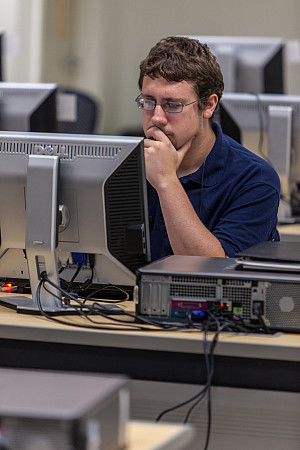 Student at computer