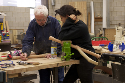 Faculty and Student in Wood Shop