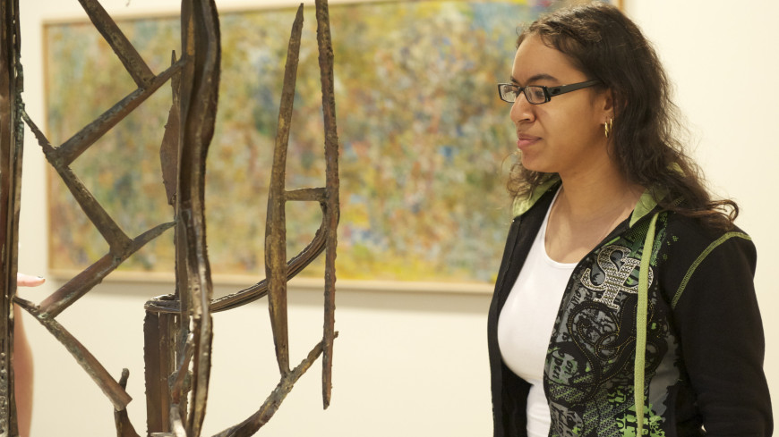 Students in the gallery of the Neuberger Museum of Art