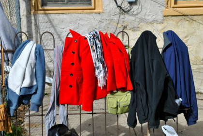 clothes on a fence outside