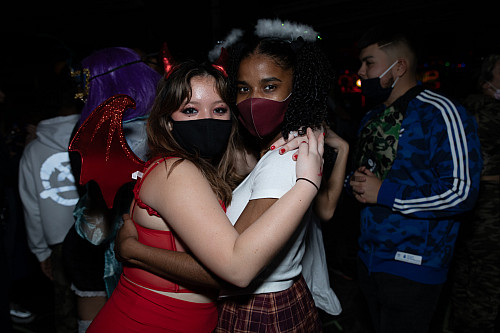 Students in costume at the Stood