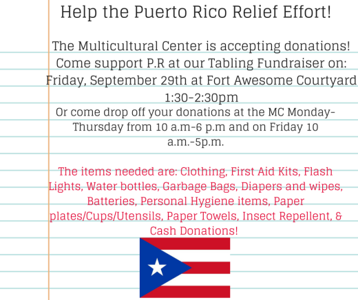 Tabling Puerto Rico Relief Efforts Student Involvement
