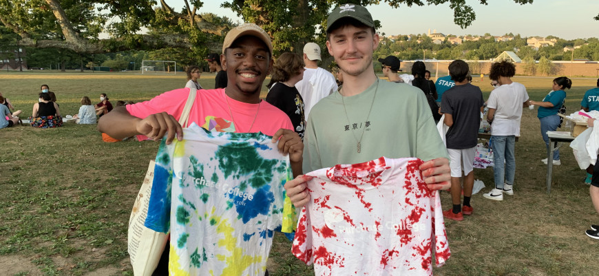 Showing off tie-dye skills during Welcome Week.