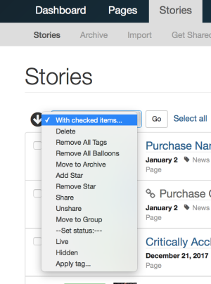 With Check Items list in the story dashboard