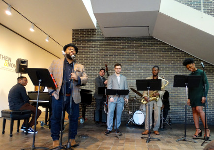 Students in the jazz studies program performed original settings of poems by acclaimed author Kev...