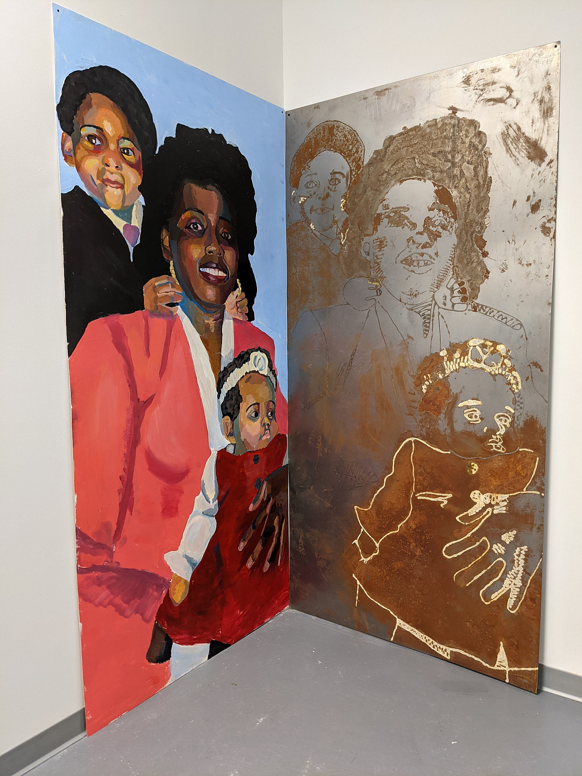 Christeina Smith, Mother Madonna, Paint, Wood, Metal, 8 x 8', 2021
