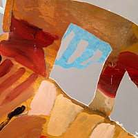 Gabi Rosen, Peel, Oil on canvas, tissue paper, twin, 7 x 4?, 2021