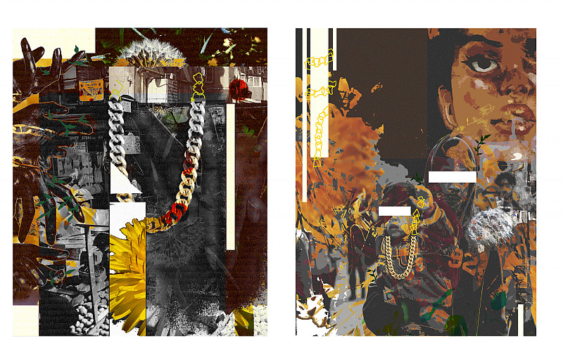 Rayna Weaver, Untitled, 2020, Digital Collage Diptych, 18 x 24