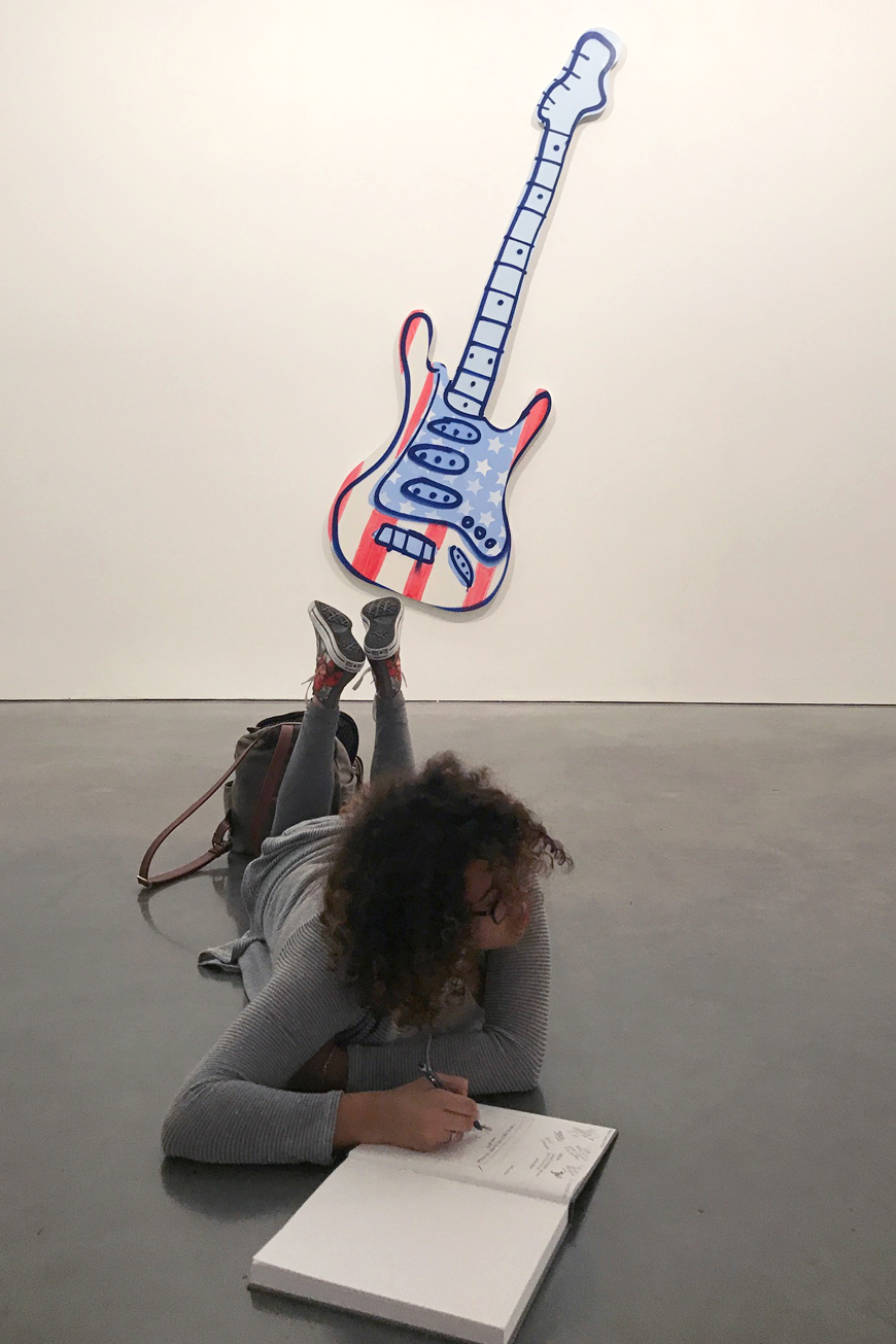 Taking notes while visiting the Brant Foundation.