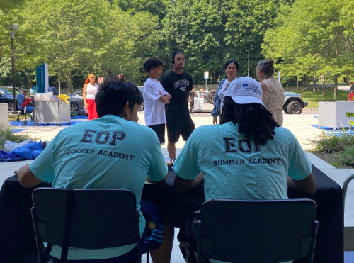 Students signing in for the EOP Summer Academy at Purchase College.