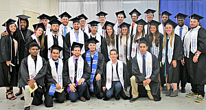 With their caps and athletic stoles in place, student-athlete members of the 2017 senior class (above) joined together today for commence...