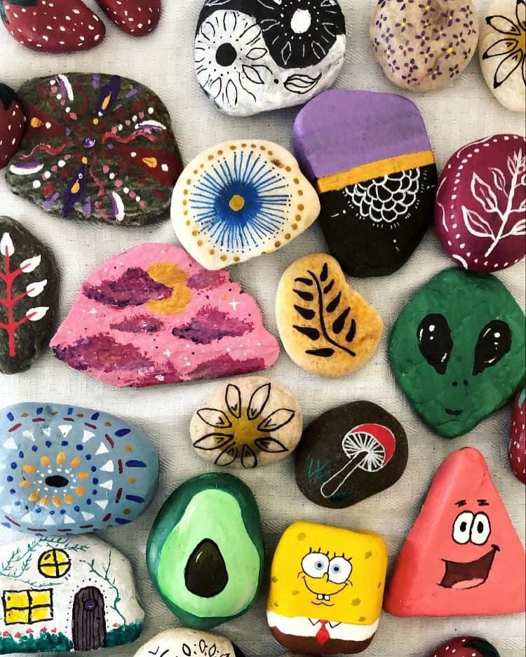 Happy Stones painted by Nicolette Pilla '21 (psychology)