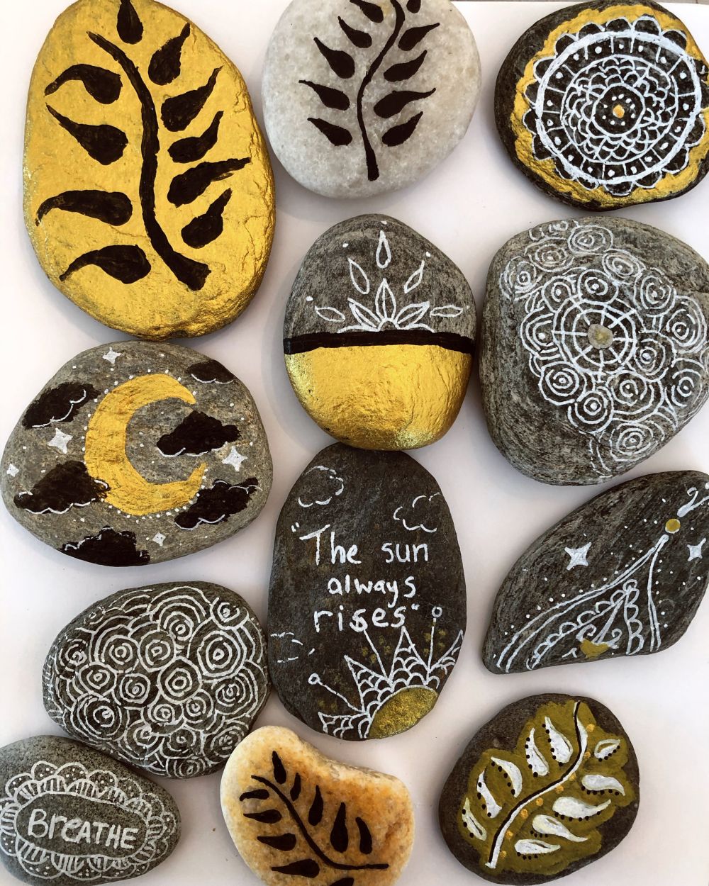 Happy Stones painted by Nicolette Pilla '21 (psychology)