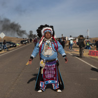 Highway 1806: Dan Nanamkin of the Yakima Nation of Washington state stands on Highway 1806, part of the historic Lewis & Clark trail....