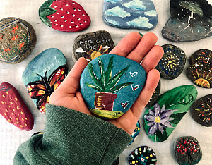 Happy Stones painted by Nicolette Pilla '21 (psychology)